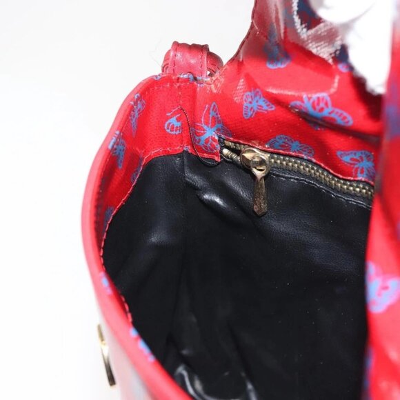 BOTTEGA VENETA Butterfly Shoulder Bag PVC Canvas Red Gold Auth 143758 - Picture 13 of 16